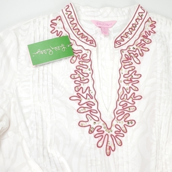 New Lilly Pulitzer White Pink Sarasota Tunic Size S - Picture 4 of 15